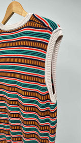 Drake's Stripe V-neck Vest