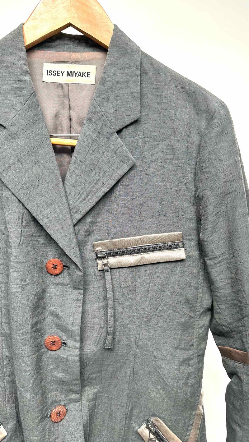 Issey Miyake Wrinkly Piping Detailed  Suits