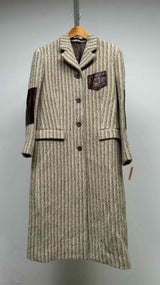 Acne Studios Leather Elbow-patch Stripe Wool Coat