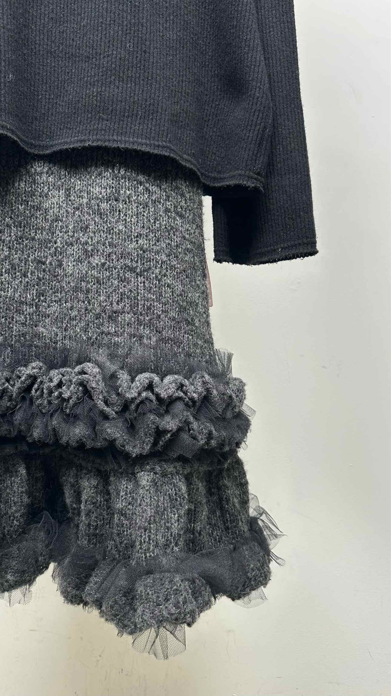 Comme Des Garcons Knit-hybrid Tiered Ruffle-bottom Dress