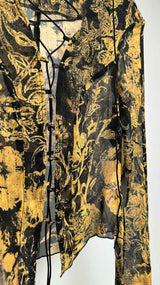 KNWLS L/S Botanical Sheer Tie-up Blouse