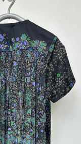 Sacai S/S Back-Pleated Floral Top