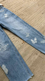 Valentino Butterfly-embroidered Row-end Jeans