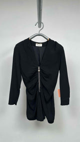 Saint Laurent L/S Heart Zip-up Gathered Bodysuits