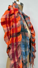 Issey Miyake Wrinkly Pleated Pliad Fringe Scarf
