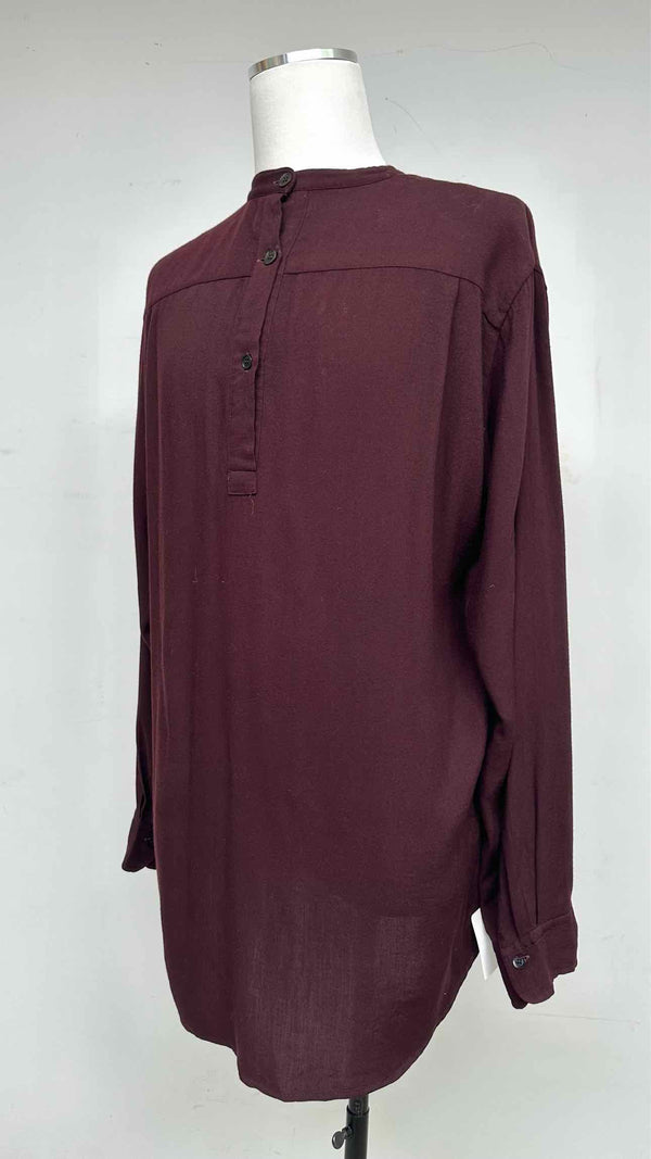 Yohji Yamamoto Pour Homme Long Sleeve Henry-Neck Oversized  Shirt Top