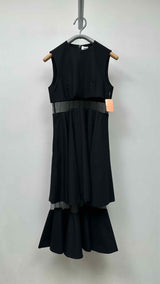 Noir Kei Ninomiya N/S Mesh-trimmed Wool Midi Dress
