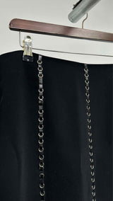 Paco Rabanne Leather Grommets Striped Skirt