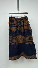 Issey Miyake Wavy-pleated Two-tone Hybrid Skirt