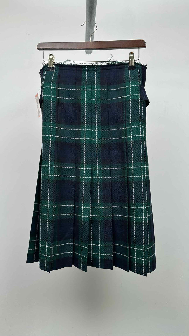 Black Comme Des GarÃ§ons Belted Pleated Check Skirt