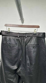 Helmut Lang Belted Leather Wide Shorts