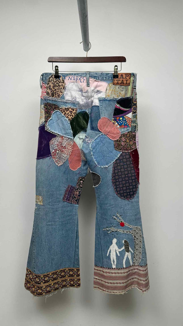 Kapital Flared Distressed Embellished Jeans