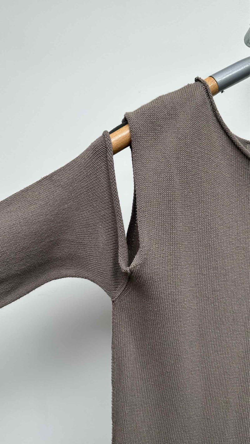 Rick Owens L/S Bottom-slit Shoulder Cut-out Dress