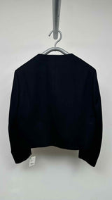 CELINE Collarless Metal-button Wool Blazer Jacket