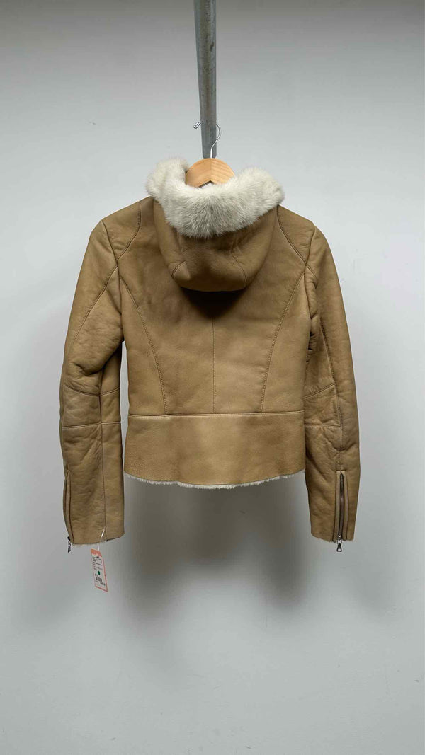 PRADA Hooded Shearling Leather Jacket