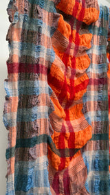 Issey Miyake Wrinkly Pleated Pliad Fringe Scarf