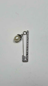 Alexander McQueen Crystal and Pearl Safety Pin Brooch