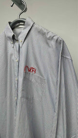 Victoria Beckham L/S Oversized Initial Stripe Embroidered Shirt