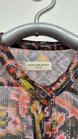 Dries Van Noten Collarless Embroidered Sheer Press Shirt