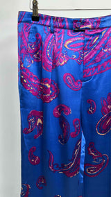 Saint Laurent Paisley Print Tapered Satin Pants