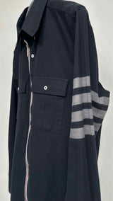 Thom Browne 4-bars Zip-up Moleskin Shirt