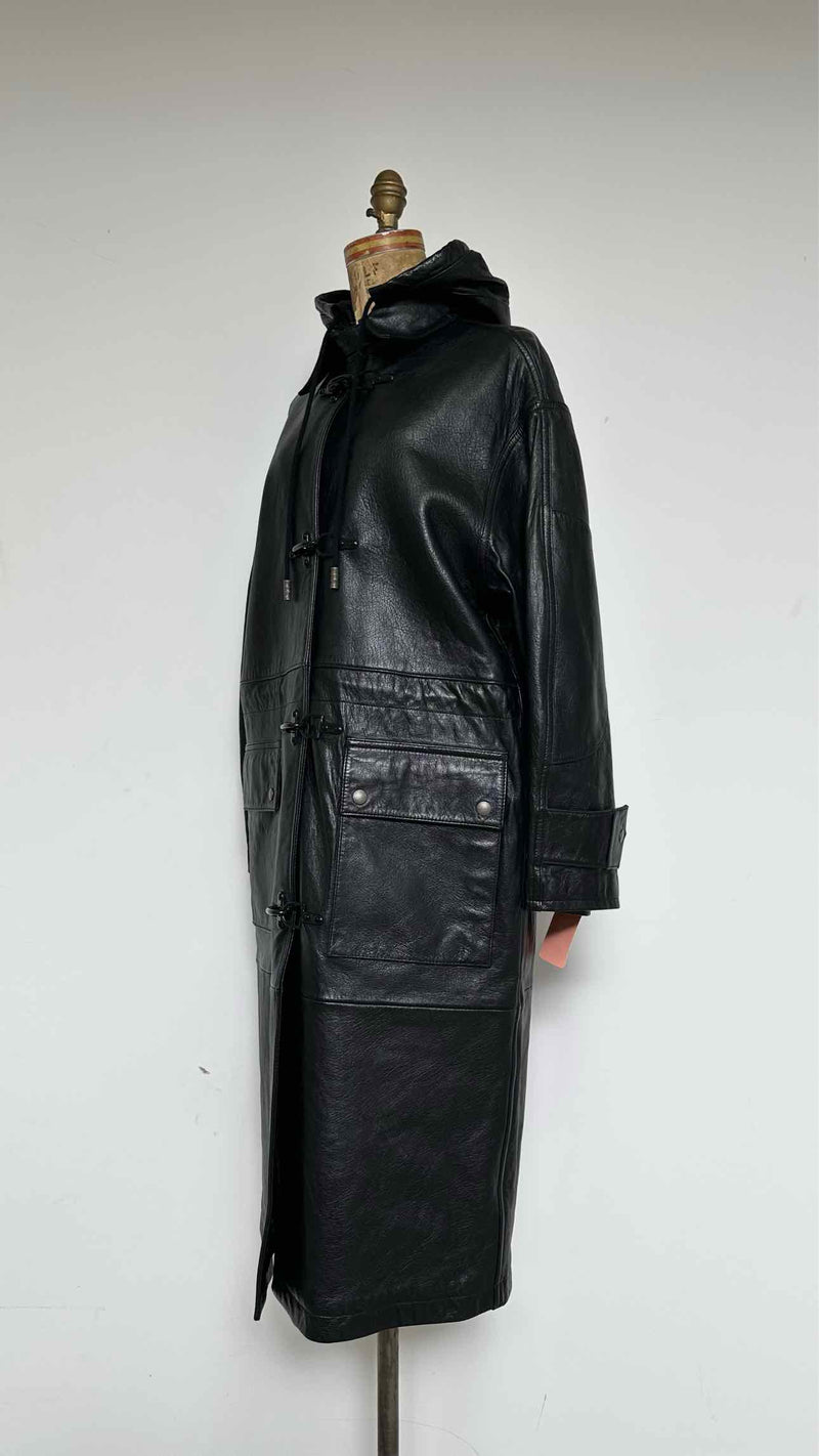 Acne Studios Hook-closures Hooded Leather Oversize Coat