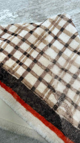 Balenciaga Triangle Shearling Plaid Scarf