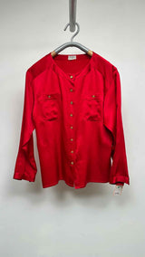 Chanel Collar-less Metal-button Shirt