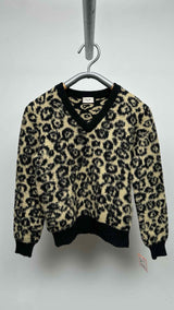 CELINE Inside-out V-neck Leopard Sweater