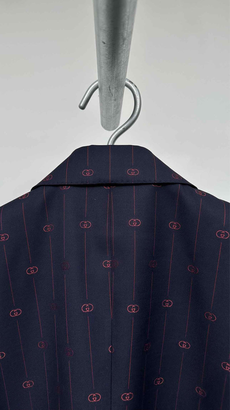 Gucci GG Monogram Pin-stripe Blazer Jacket