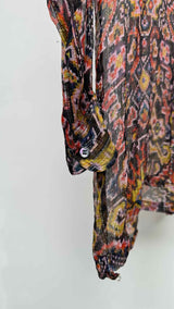 Dries Van Noten Collarless Embroidered Sheer Press Shirt
