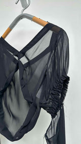 Acne Studios L/S Cut-out Sleeve Sheer Silk Blouse