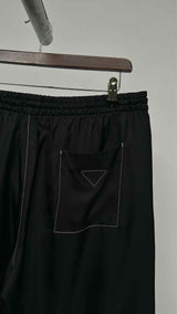 PRADA Drawstring-waist Stitched Silk Pants