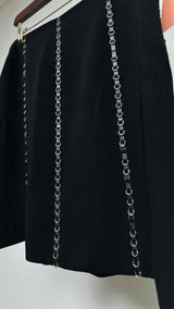 Paco Rabanne Leather Grommets Striped Skirt
