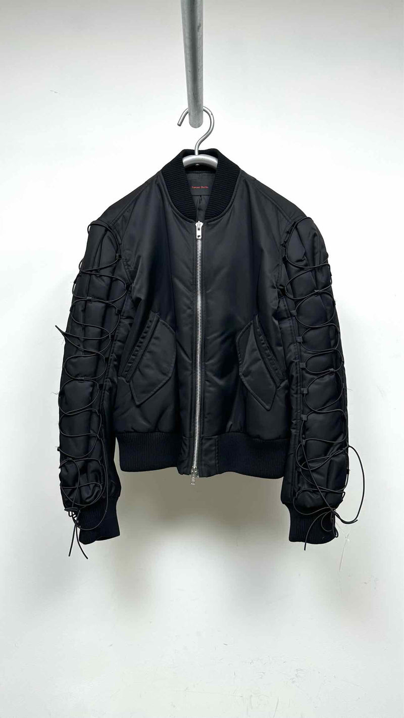 Simone Rocha Lace-up-sleeve Puffer MA-1 Jacket