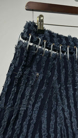 Chopova Lowena Fringe-stripe Denim Skirt