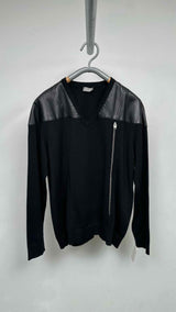 Dior Homme Leather-shoulder Asymmetrical Sweater