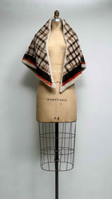 Balenciaga Triangle Shearling Plaid Scarf