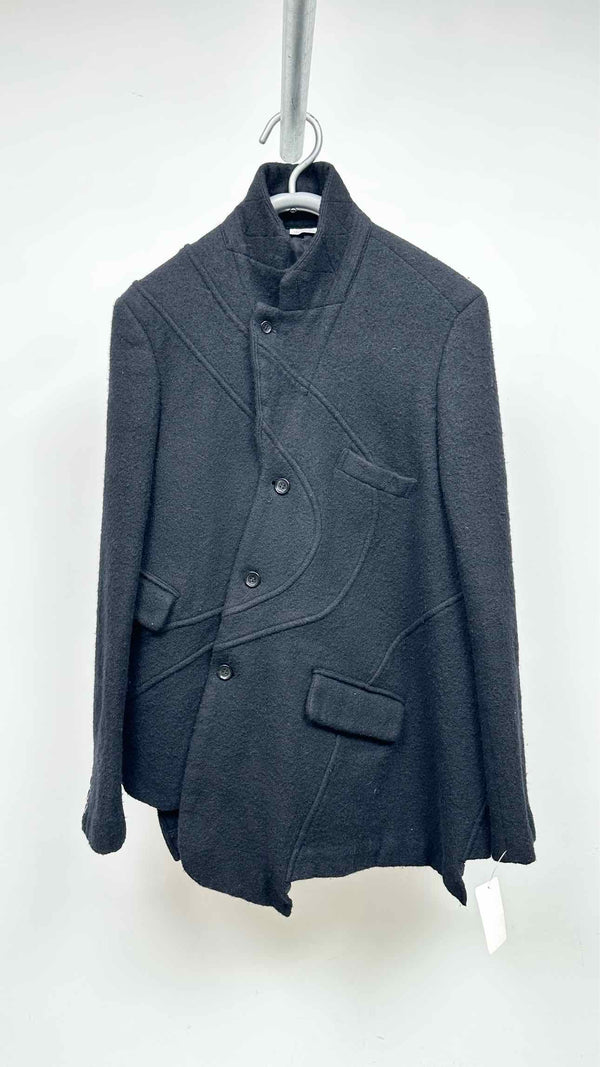 Comme Des Garcons Homme Plus Boiled-wool Wavy-seam Asymmetrical Jacket