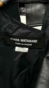 Junya Watanabe Floral-Velvet-Sleeve Reconstructed Faux Leather Jacket