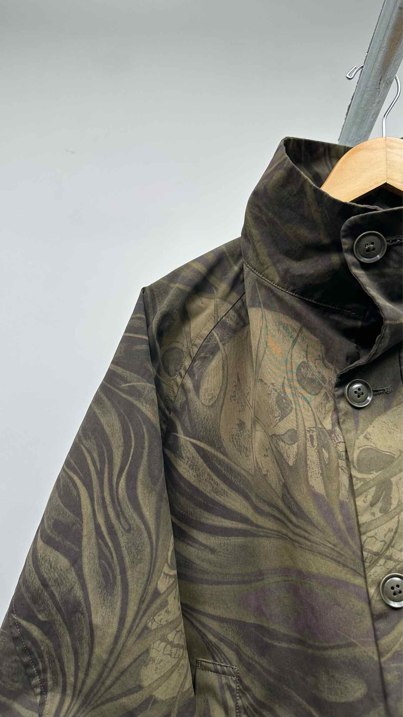 Yohji Yamamoto Pour Homme Leaf-graphic Peach-skin Coat