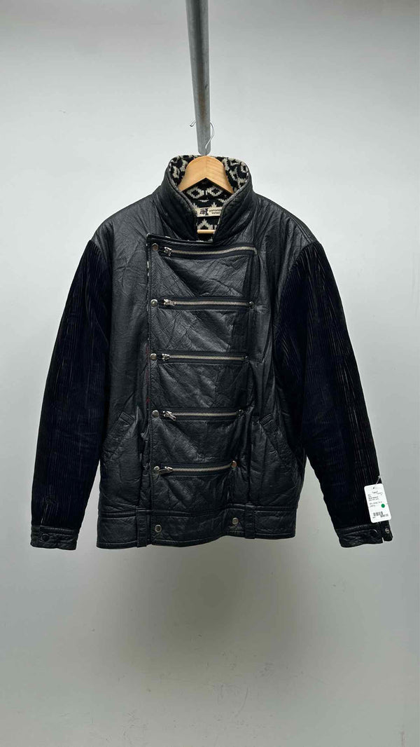 Kansai Yamamoto Faux-leather Jacquard Hybrid Reversible Jacket