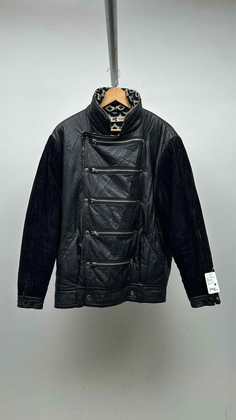 Kansai Yamamoto Faux-leather Jacquard Hybrid Reversible Jacket