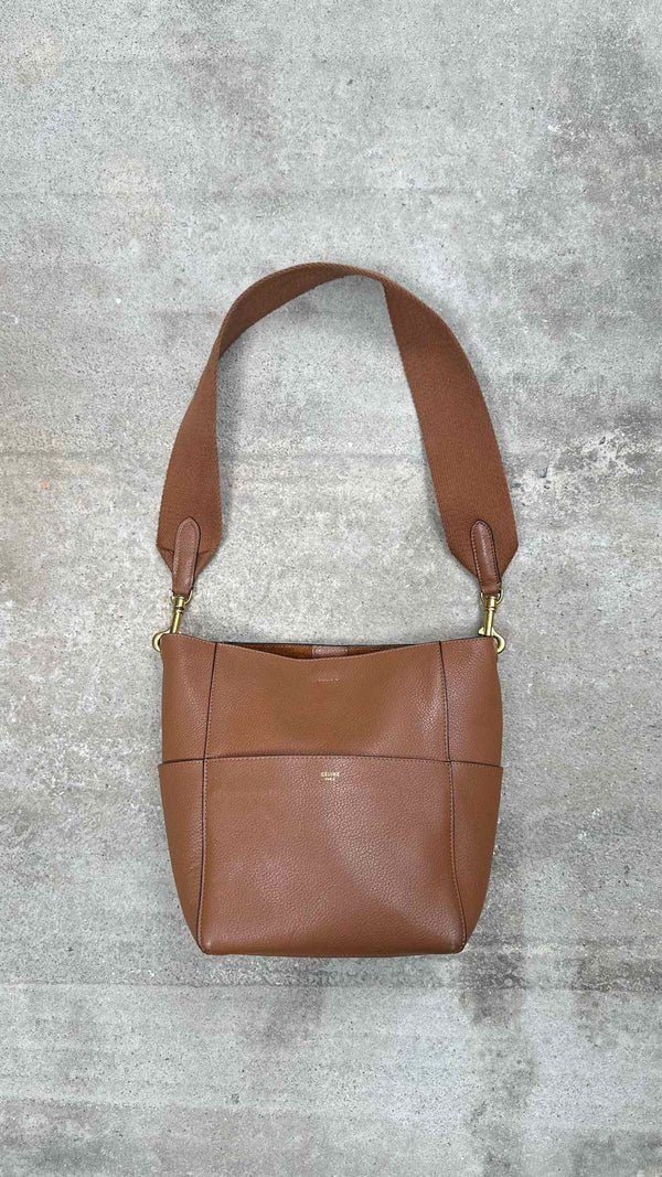 CELINE Seau Sangle Leather Tote Bag