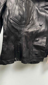 Acne Studios Crinkled Collar-less Leather Jacket