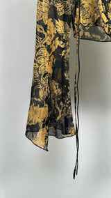 KNWLS L/S Botanical Sheer Tie-up Blouse