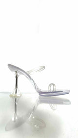 Amina Muaddi Clear Burito Heel Sandals