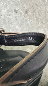 Miu Miu Bleached Leather Buckled Sandals