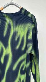 Balenciaga V-Neck Spray-Paint Print Long Sweater