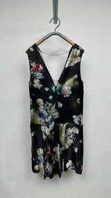 Calvin Klein Collection N/S Chain-cage-deatiled Floral Satin Dress
